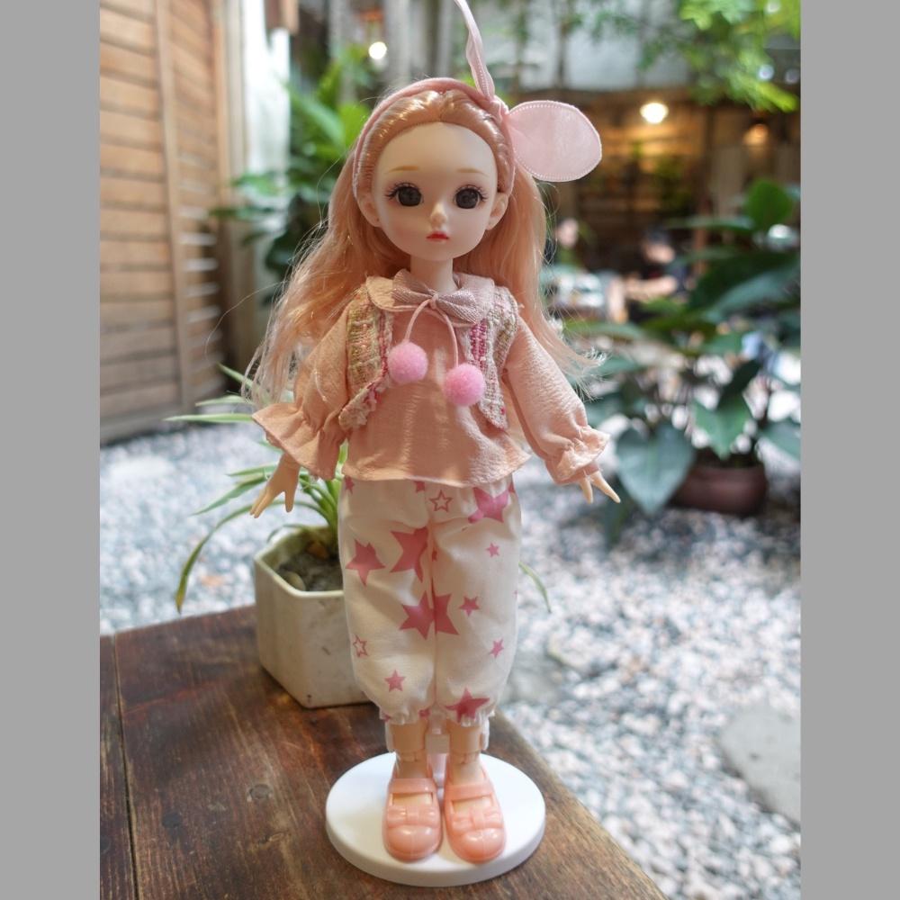 Búp bê cao cấp, búp bê BJD 1/6 cao 30cm, trang phục hồng áo gile