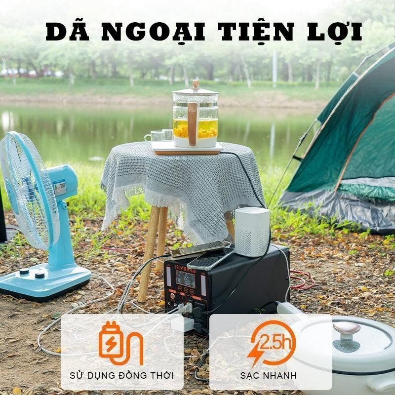 Trạm Sạc Dự Phòng Di Động Khẩn Cấp Dung lượng pin 800.000 mAh, Công Suất Lớn 1000W - 220V, Màn Hình LED Hiển Thị Kỹ Thuật Số, Đèn led 4 chế độ Dùng Cho mọi thiết bị trong gia đình