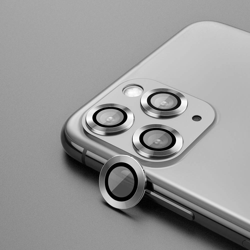 Bạc - Bộ miếng dán kính cường lực bảo vệ Camera cho iPhone 11 Pro / 11 Pro Max Kuzoom mang  lại khả năng chụp hình sắc nét full HD (độ cứng 9H, chống trầy, chống chụi &amp; vân tay, bảo vệ toàn diện)