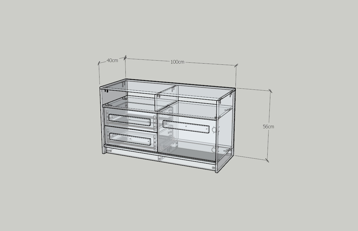 HAPPY FURNITURE , Tủ lưu trữ 1 cửa mở 2 ngăn kéo - RUBEL, TCM_223, 100cm x 40cm x 56cm DxRxC
