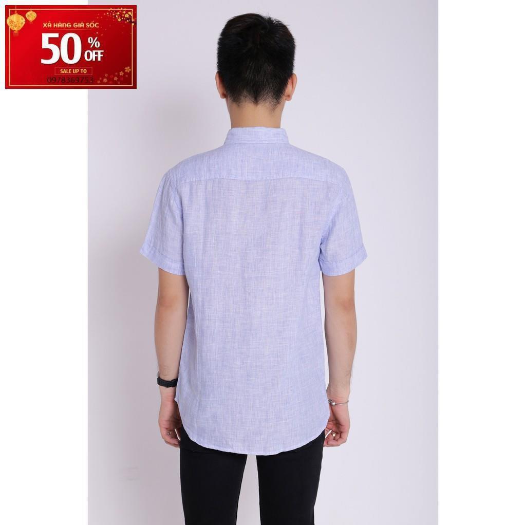 Áo sơ mi nam linen cao cấp ngắn tay cổ sơ mi boypro SBM004 (màu trắng)