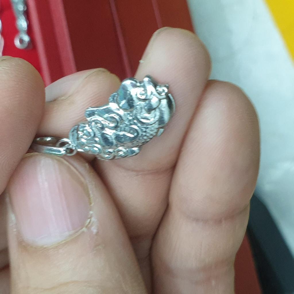 Mặt Dây Chuyền Tỳ Hưu Bạc Đúc Titanium Dùng Vĩnh Viễn- Màu sáng đẹp như vàng trắng tắm rửa