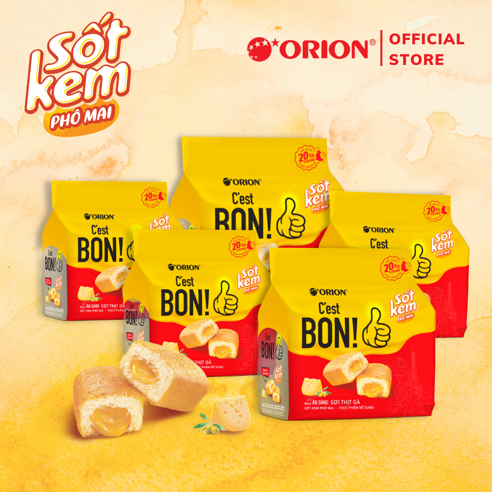 Combo 5 gói bánh ăn sáng C'est Bon sợi thịt gà sốt kem phô mai (101,5 g x 5)