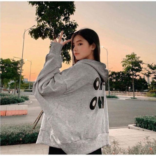 ÁO KHOÁC NỮ , ÁO KHOÁC HOODIE NỮ THÊU OH CHẤT NỈ NGOẠI