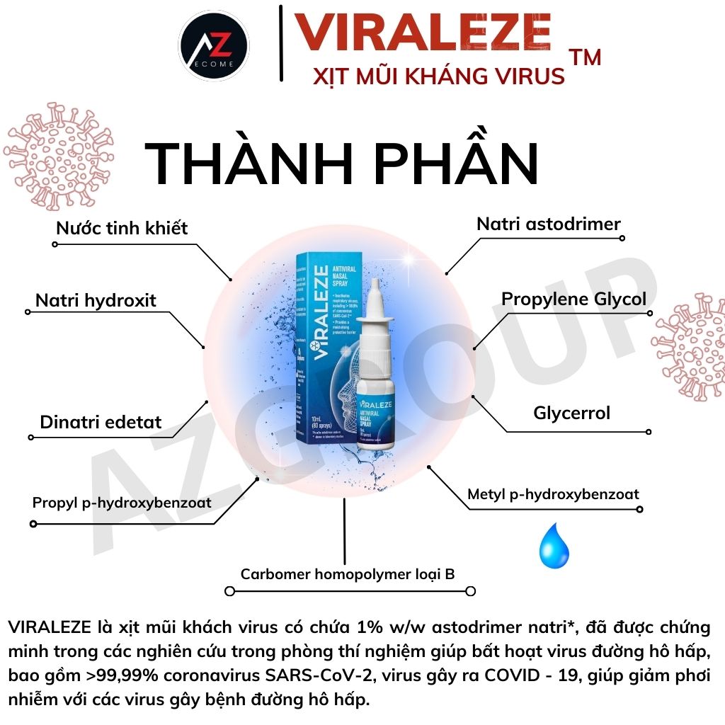 Bình xịt mũi Viraleze Starpharma Úc an toàn hiệu quả 10ml