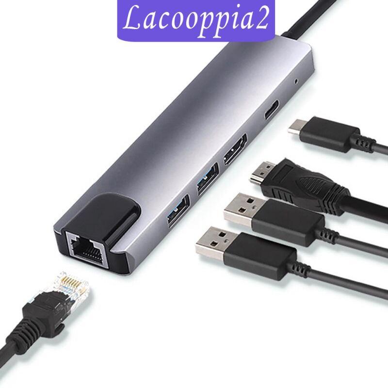 USB-C Type-C HUB to 2x USB 3.0 65W PD Charging Port Ethernet Rj45 Adapter