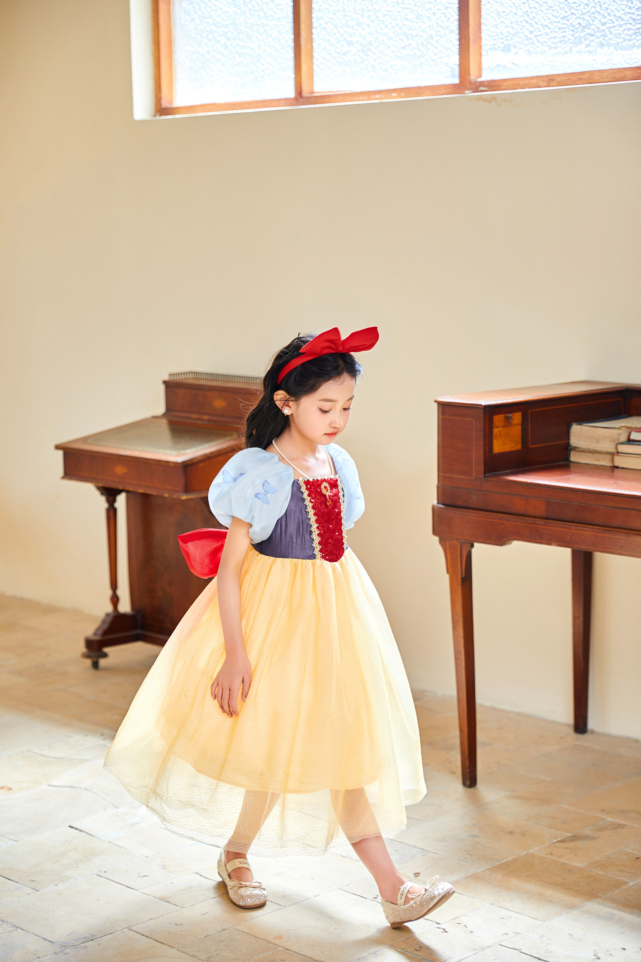 Đầm công chúa bạch tuyết cho bé gái hóa trang cosplay Halloween (tặng kèm cài tóc)