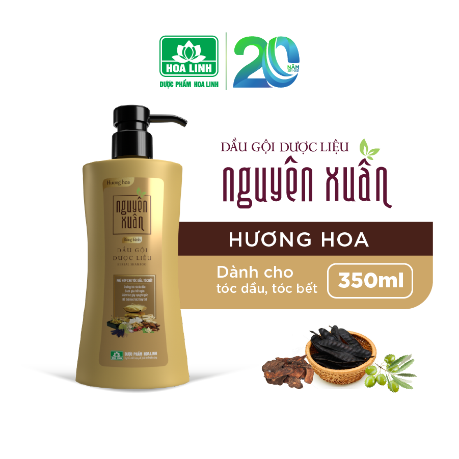 Dầu gội dược liệu Nguyên Xuân Bồng bềnh 350ml - Ngát hương hoa, da đầu dầu bết.(Khuyến mại thêm 35ml giá không đổi)