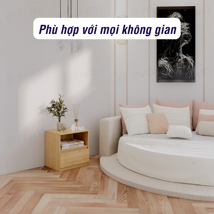 Tủ Đầu Giường Gỗ FIVO FT19 Có Hộc, Ngăn Kéo Cao Cấp, Tay Cầm Thiết Kế Thẩm Mỹ