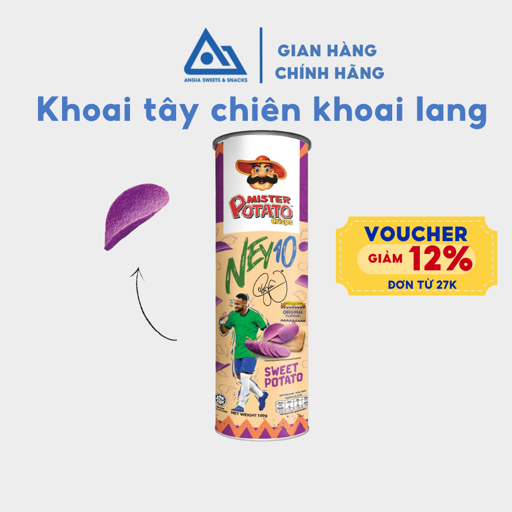 Bimbim khoai lang chiên Mister Potato hộp có hình Neymar 100g An Gia Sweets Snacks