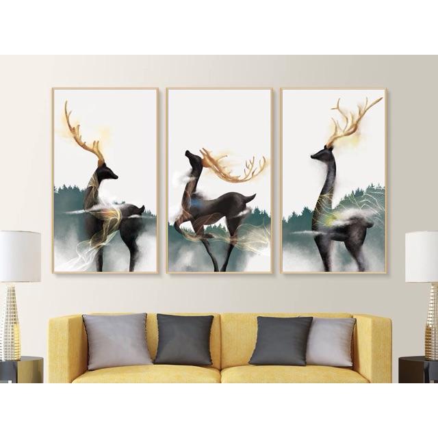 Tranh canvas decor bộ 3 bức 40x60cm