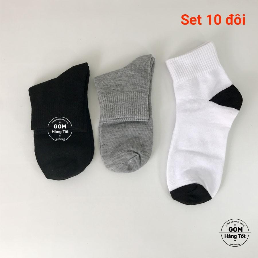 Combo 10 Đôi Vớ Cổ Cao Chất Cotton Dày Dặn, Tất Cao Cổ Nam Nữ Nano Bạc Khử Mùi Kháng Khuẩn - GOMTAT-VNXK-TRONCAO