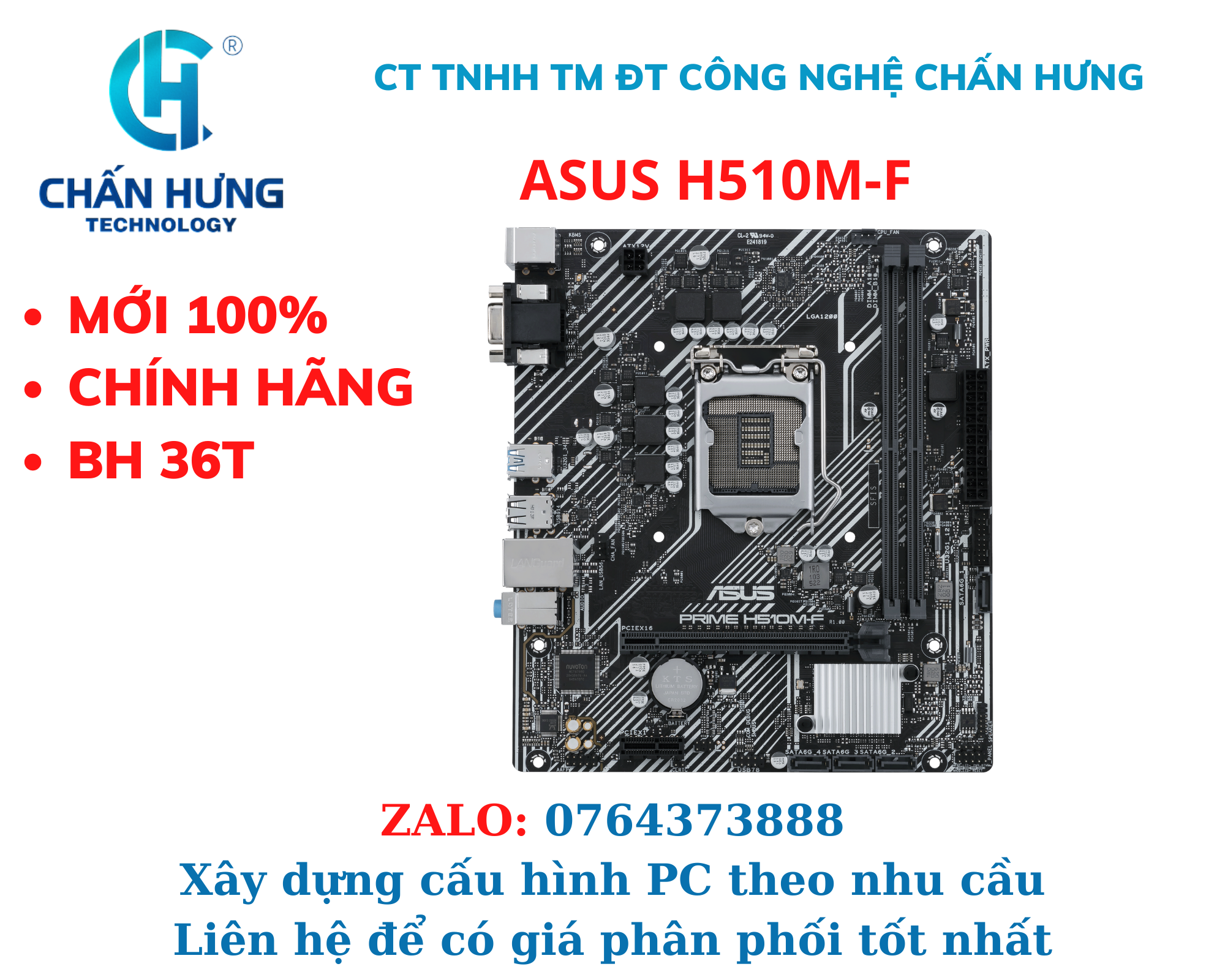 Bo mạch chủ Mainboard As PRIME H510M-F - Hàng Chính Hãng