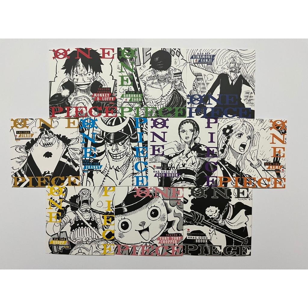 Postcard Thành viên băng mũ rơm One Piece - Set 10 Card - Off Kỉ niệm 15 năm One Piece - NXB Kim Đồng