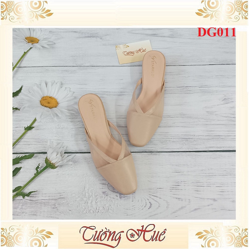 Dép Sục Cao Gót Mũi Vuông Phối Lưới Cao 3CM - DG011