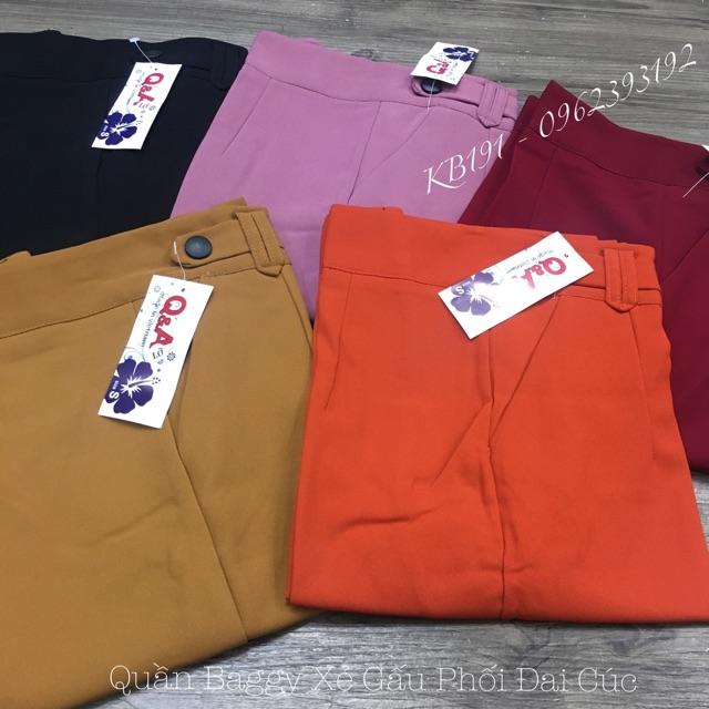 Quần Baggy Xẻ Gấu Phối Đai 2 Cúc - Chất Tuyết Mưa Hàng Đẹp