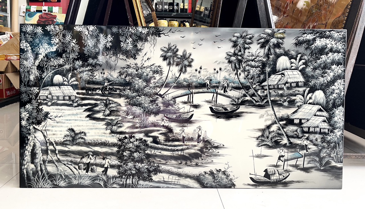 Tranh Sơn Mài - ĐỒNG QUÊ VIỆT NAM | Size 60x120 cm | Mộc Mạc – Bình Yên – Đậm Hồn Dân Tộc