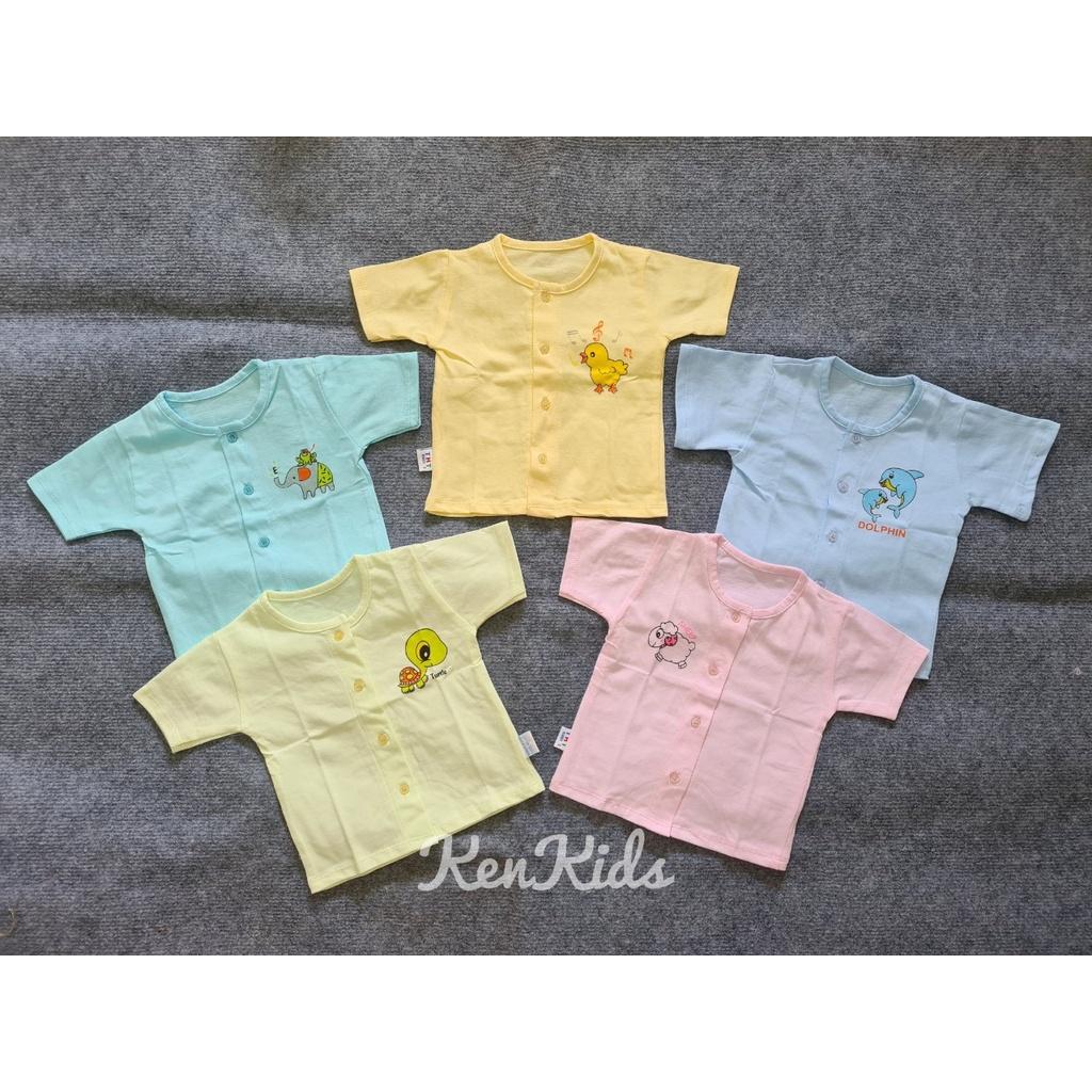 COMBO 5 Áo sơ sinh tay ngắn màu cổ tròn chất thun 100% cotton