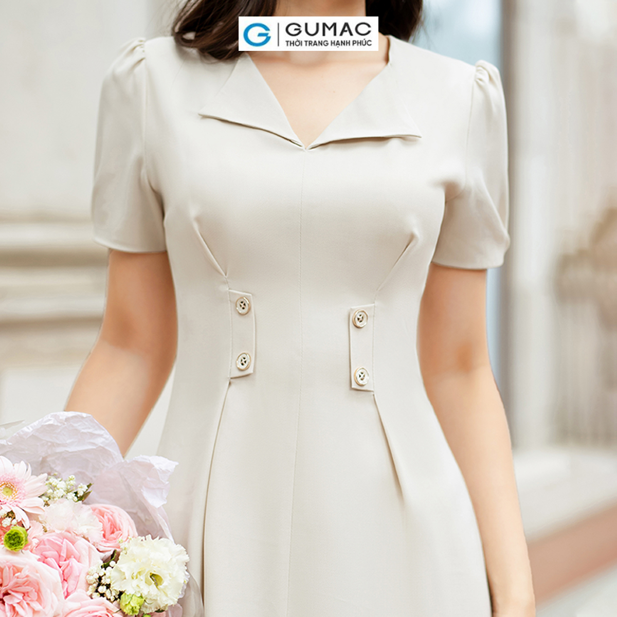 Đầm xếp ly eo phong cách thời thượng thời trang GUMAC DD06028