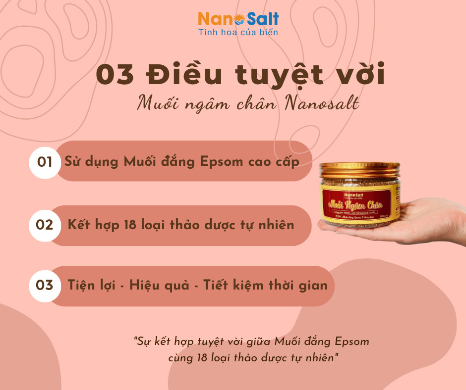 Muối Ngâm Chân Nanosalt Giảm Đau Nhức Xương Khớp, Ngủ Ngon (Lọ 280gr)