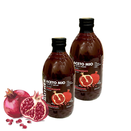 Combo 2 Chai Giấm Lựu Hữu Cơ Aceto Mio (Có Giấm Cái) 500ml, Hỗ Trợ Detox Cơ Thể, Tốt Cho Sức Khỏe