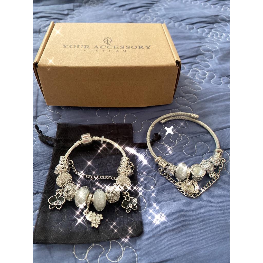 Vòng tay nữ charm, lắc tay nữ charm tinh tế, thanh lịch- Vòng tay bạc nữ 925, lắc tay nữ bạc Ý