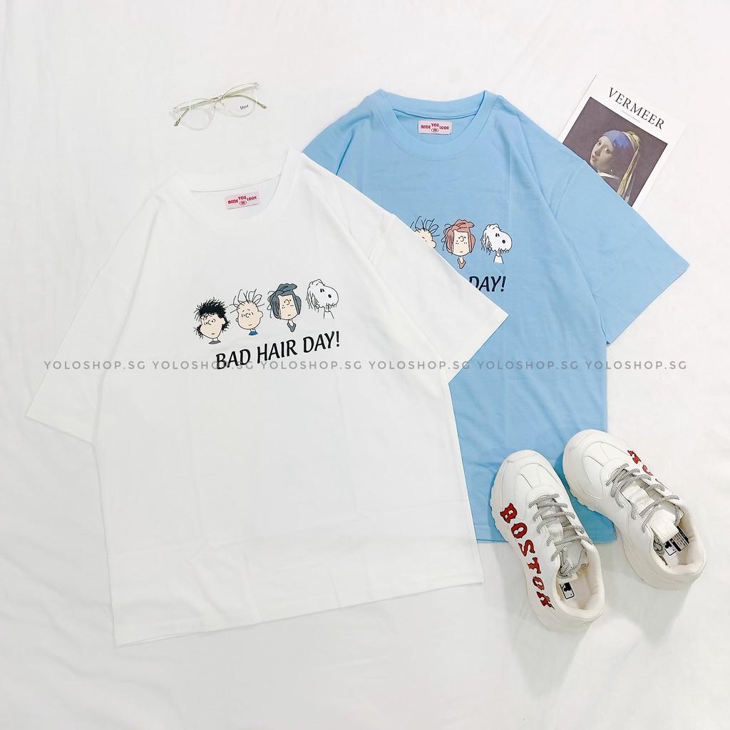 Áo thun tay lỡ BAD HAIR DAY phông Unisex nam nữ tee oversize form rộng pull Ulzzang Streetwear Hàn Quốc vải mềm