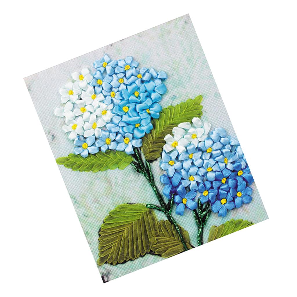 DIY Ribbon Embroidery Kits Handmade Flower Pattern Home Decor Wall Art Craft