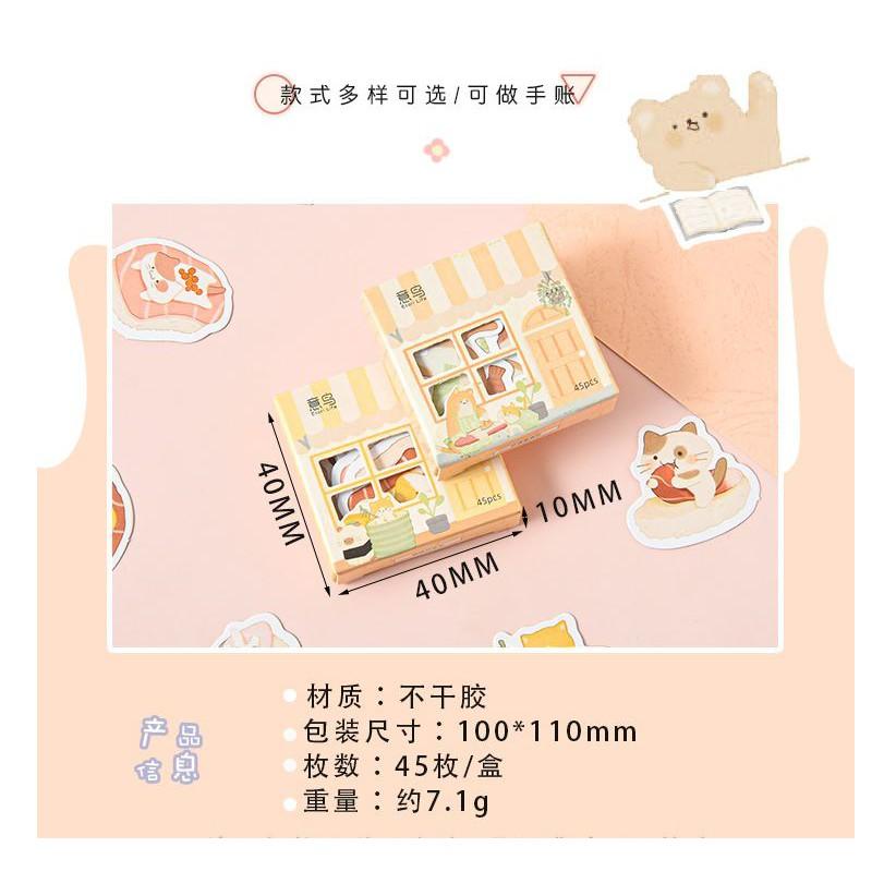 Bộ 45 Sticker Hàn Quốc hình Con Vật Tinh Nghịch dán trang trí E94