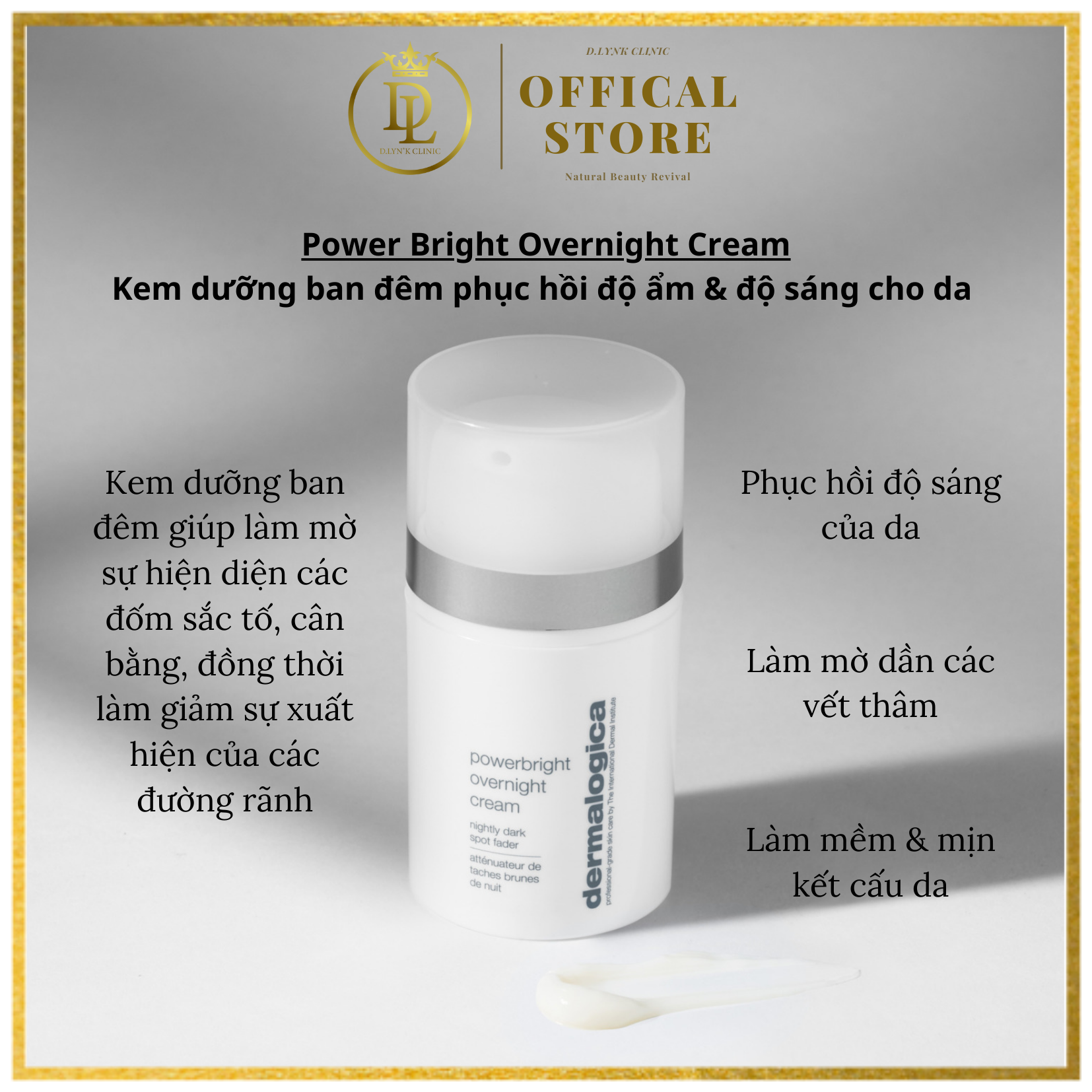 Kem dưỡng ban đêm giúp phục hồi độ ẩm và độ sáng cho da lão hóa Dermalogica Power Bright Overnight Cream 50ml