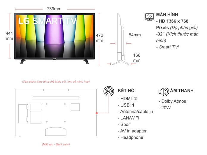 Smart Tivi LG 32 inch 32LQ636BPSA- Hàng chính hãng.