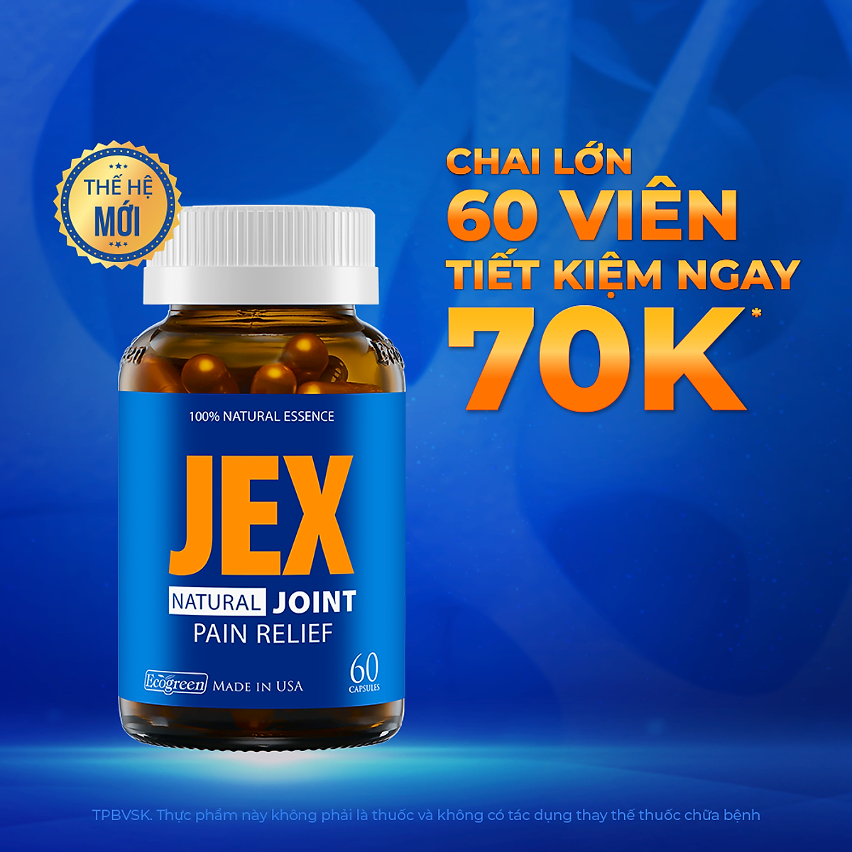 JEX giảm đau, bảo vệ xương khớp 60 viên tặng 1 hộp 15 viên