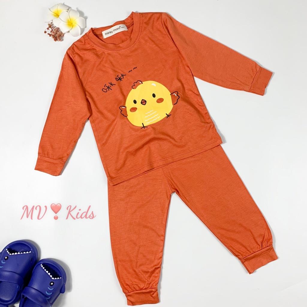 Bộ Quần Áo Bé Gái, Bé Trai Minky Mom Vải Thun Lạnh in hình Khỉ nâu... Dài Tay Cho Bé (MKDTL08)