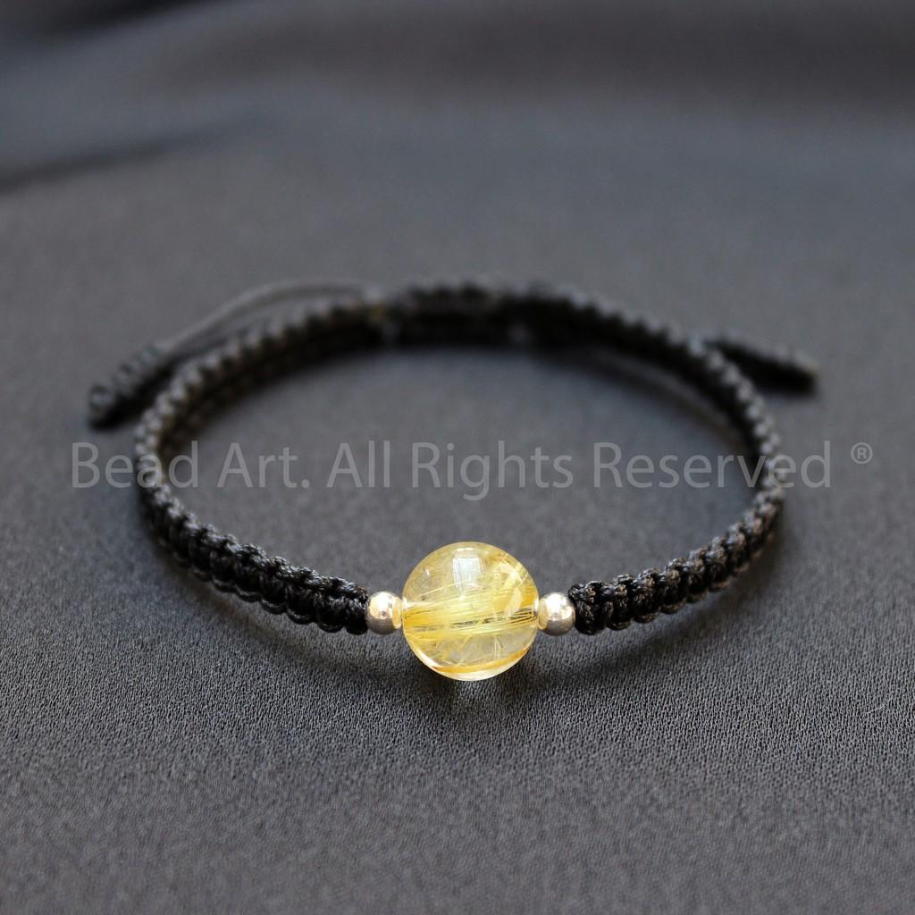Vòng Tay Thắt Dây Thạch Anh Tóc Vàng 9MM, Golden Rutilated Quartz Tự Nhiên Loại A, Mệnh Thổ, Kim, Vòng Tay Phong Thuỷ, Chuỗi Hạt - Bead Art