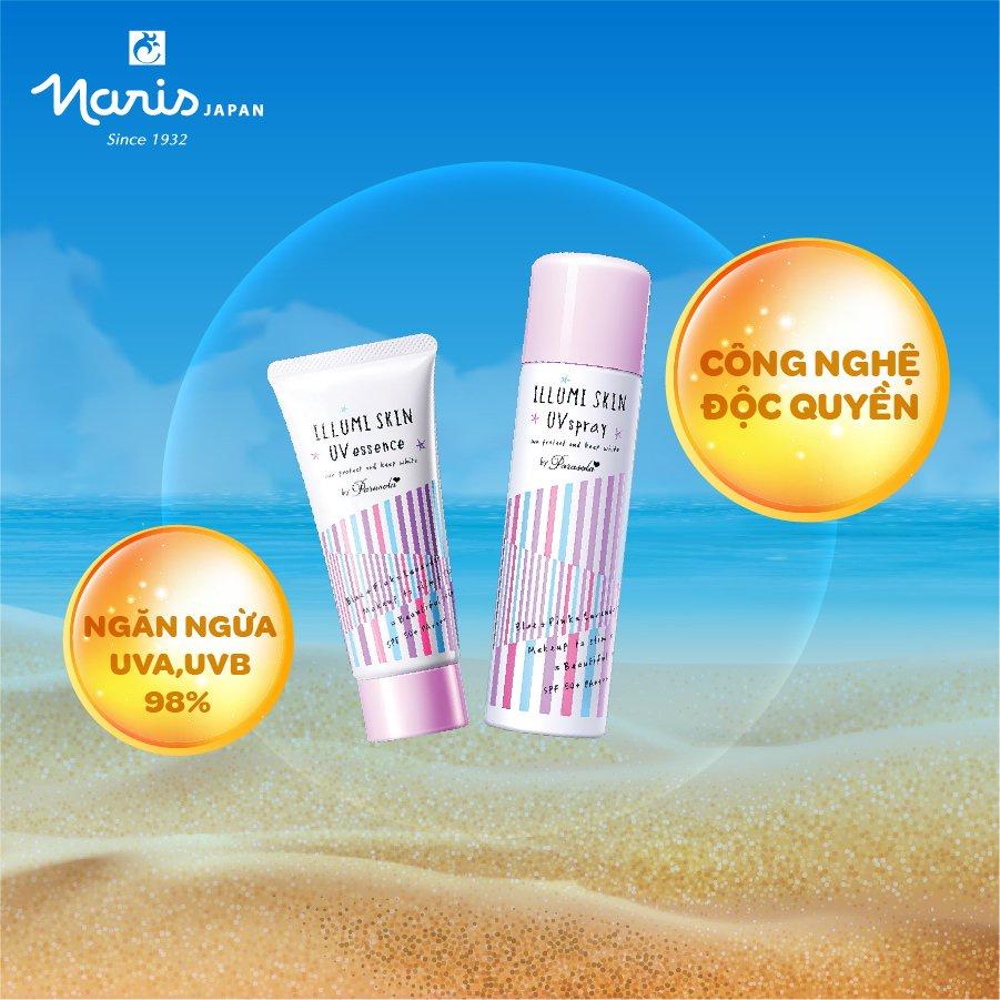 Combo Chống Nắng Tạo Hiệu Ứng Thon Gọn Phù Hợp Mọi Loại Da Giúp Nâng Tone Naris Illumi Skin UV SPF50+ PA++++