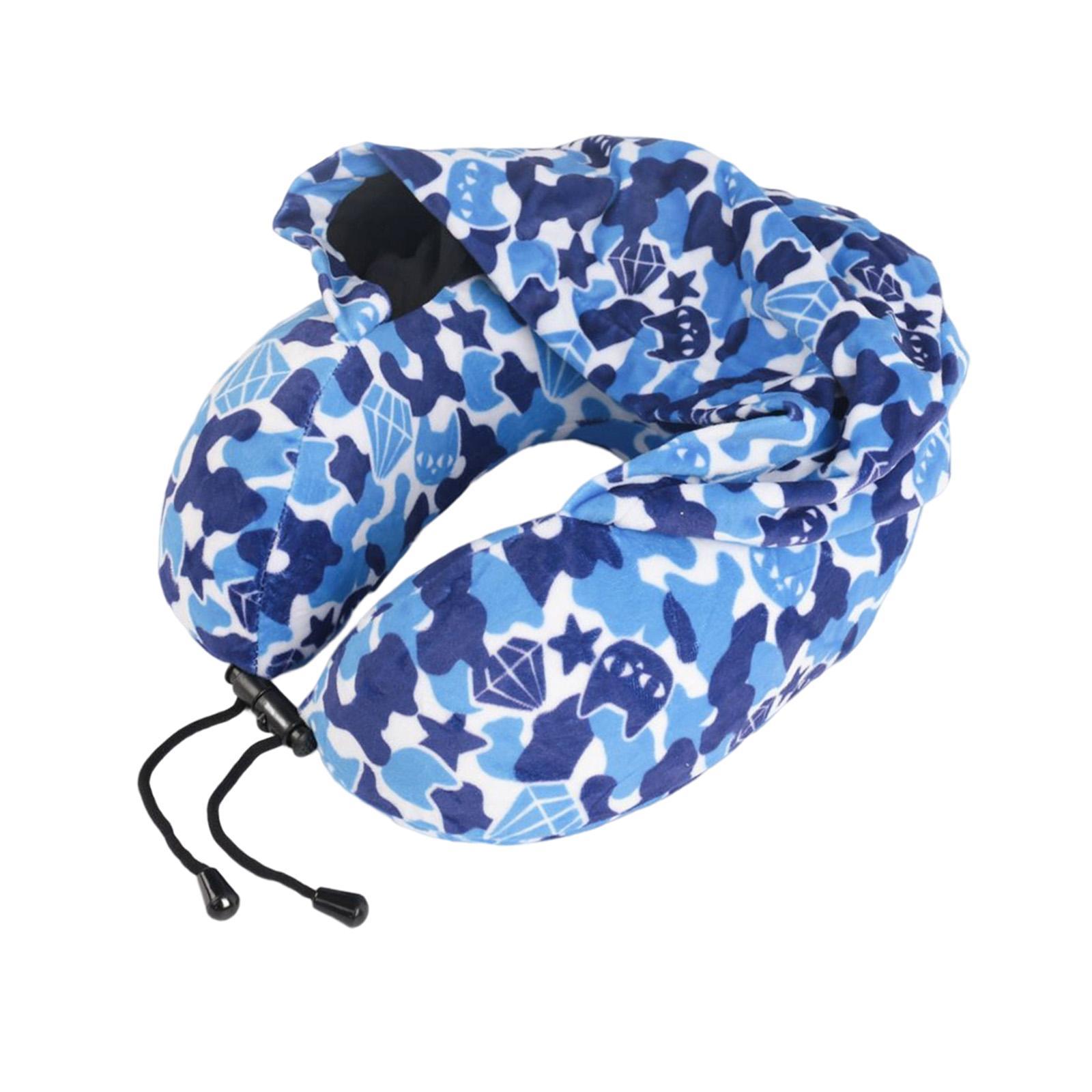 Ergonomic Memory Foam Neck Travel Pillow with Hoodie for Airplane Car Home