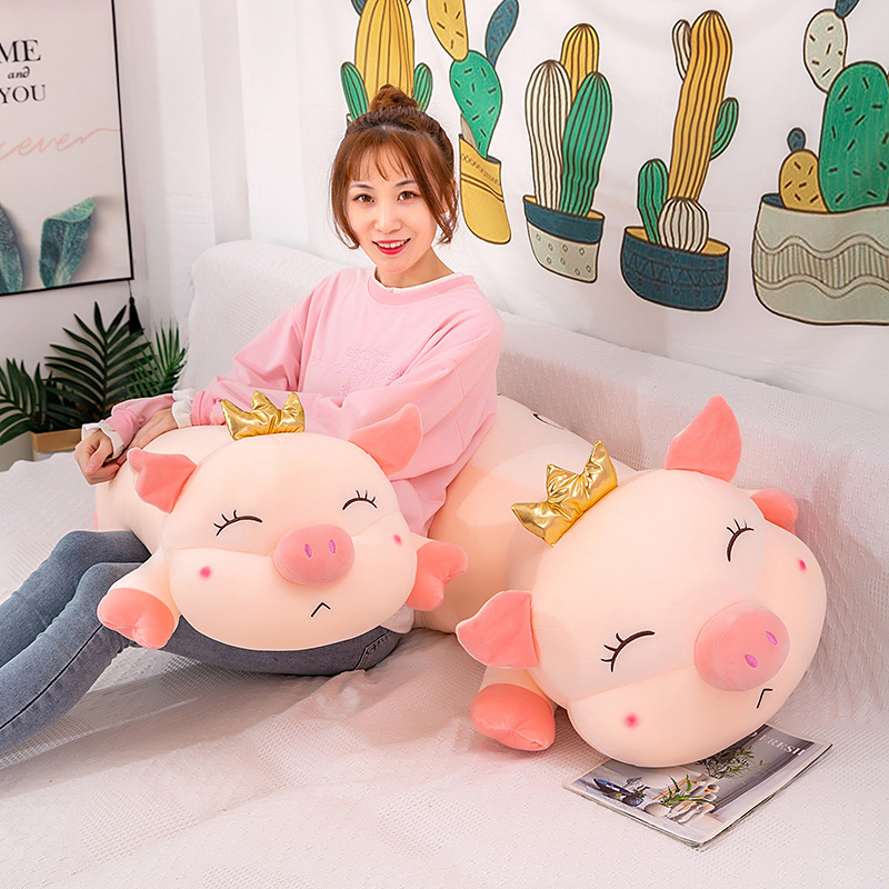 Thú nhồi bông heo đội vương miện princess khủng lồ - Size từ 75cm đến 1m1 - Quà tặng gấu bông heo nữ hoàng êm mịn