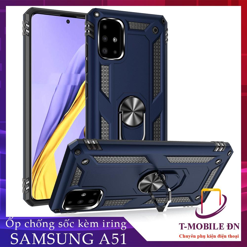 Ốp lưng cho Samsung A51 chống sốc 2 lớp kèm nhẫn iring làm giá đỡ