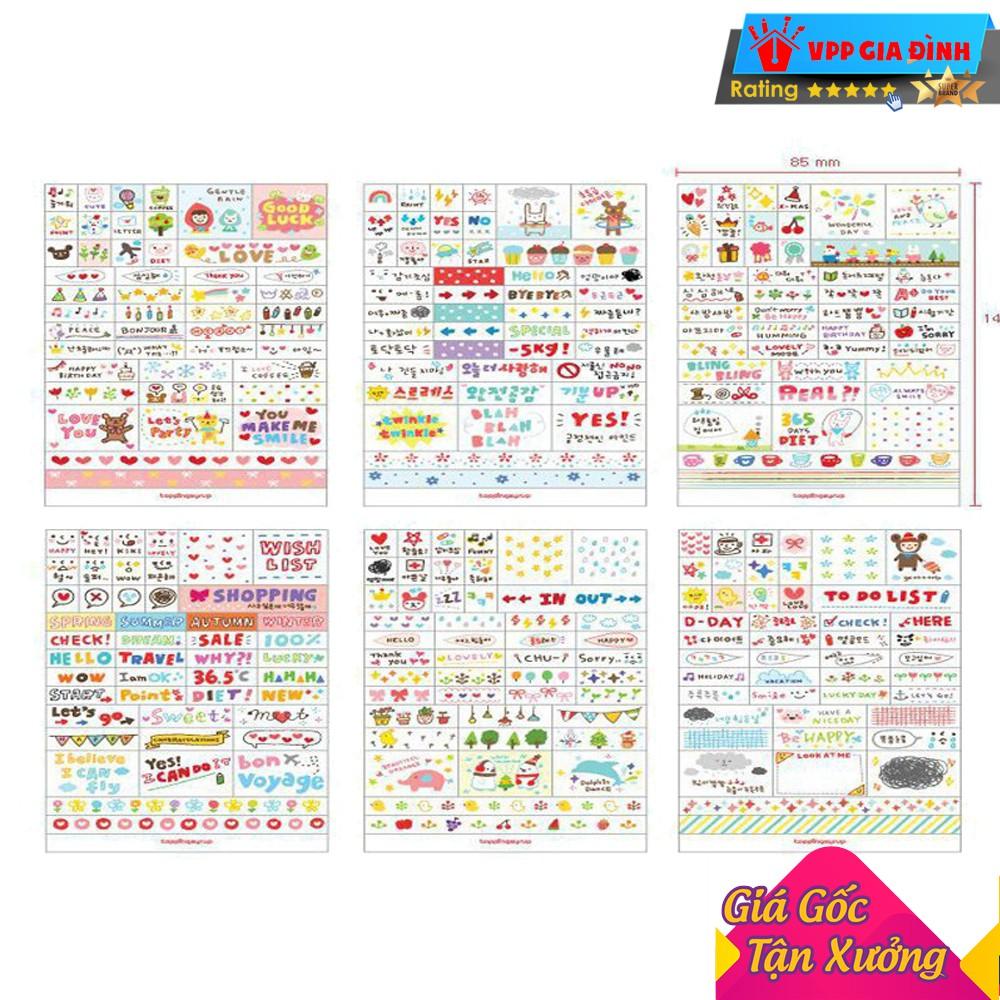 Bộ 6 Tấm Nhãn Dán Sticker Trang Trí Sổ Kế Hoạch Nhật Ký Phong Cách Hàn Quốc Drawing Market Sticker 08