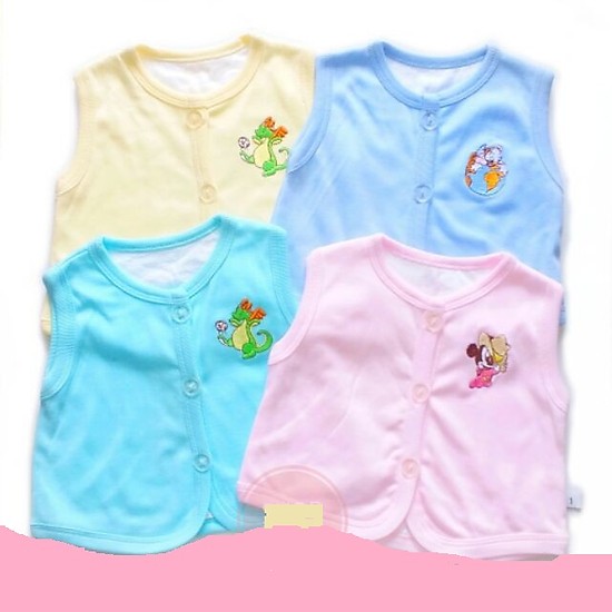 3 Áo ghi lê Cotton 2 lớp cho bé 0-12 tháng