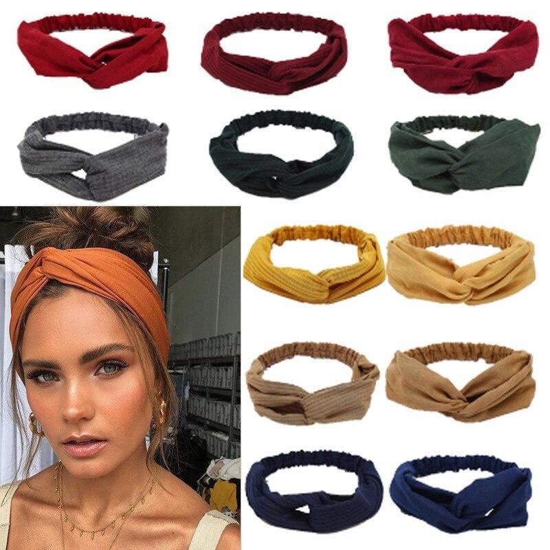 Women Sports Headband Cross Knot Elastic Hair Bands Twisted Knotted Headwrap for Summer Sport Running Gym Headbands Accessories