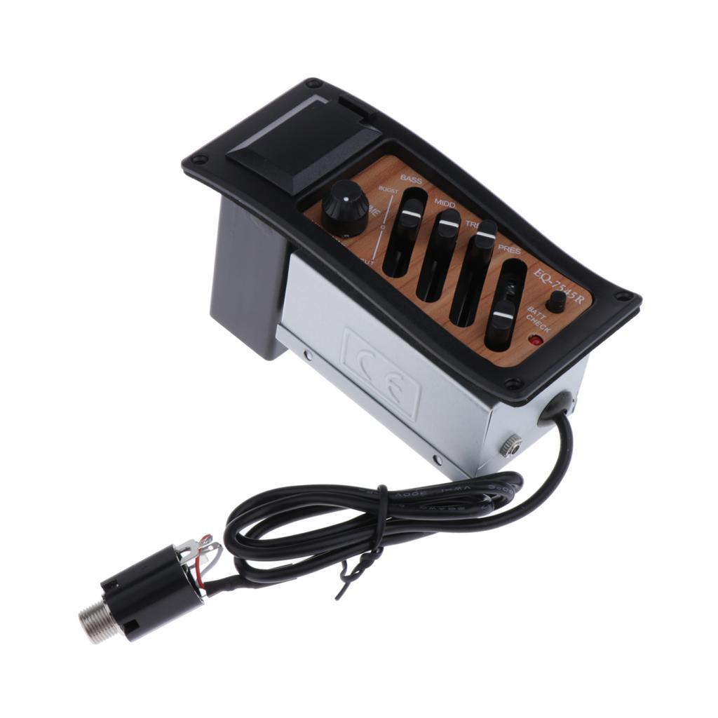 1 Set 4 Band EQ Equalizer Acoustic Guitar Preamp Piezo Pickup Black