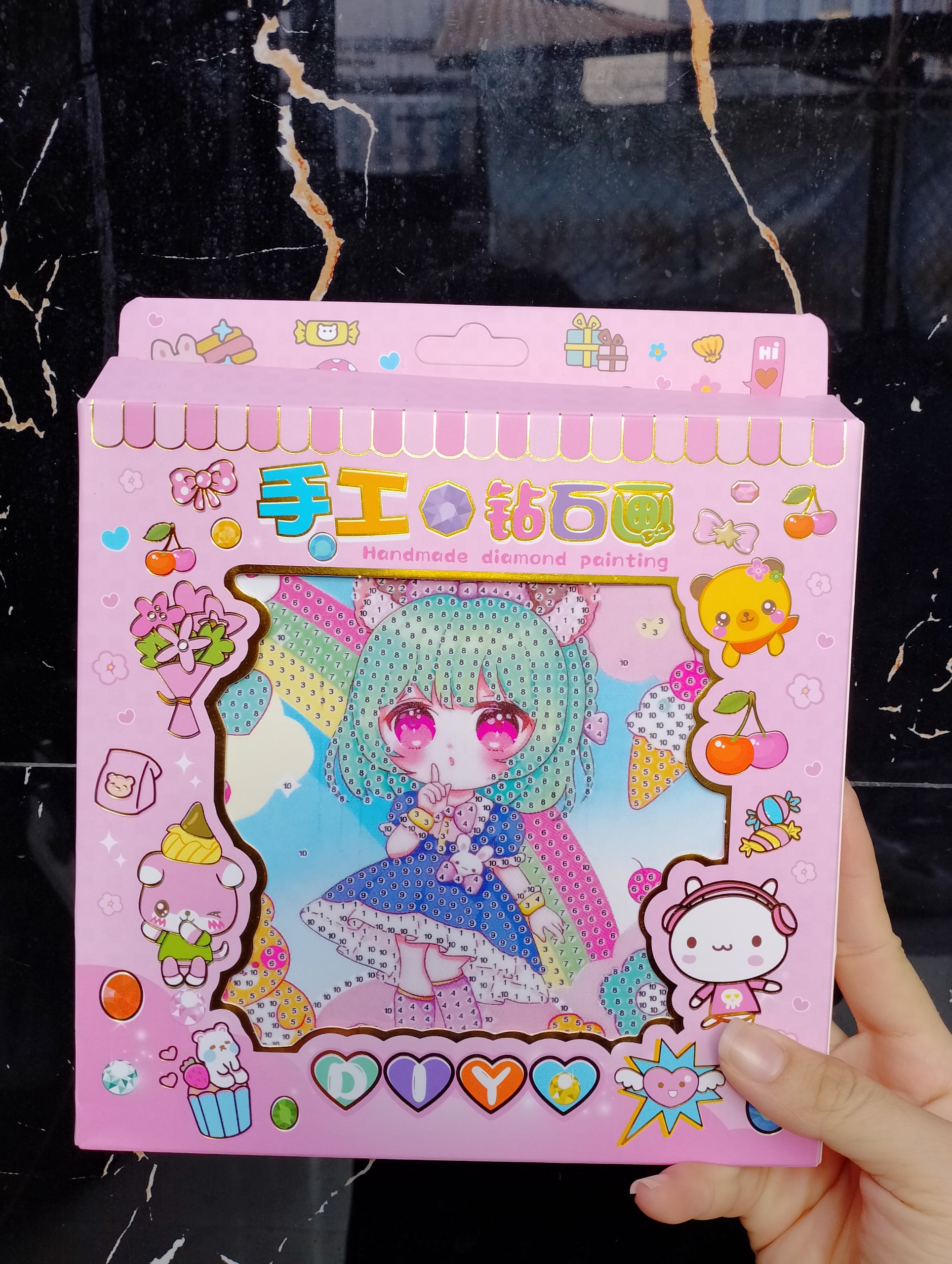 Tranh Đính Đá 5D DIY Hoạt Hình, Tranh Đính Đá Tự Làm, Đồ Chơi Tranh Đính Đá Cho Bé BB57-DinhDa-Khung