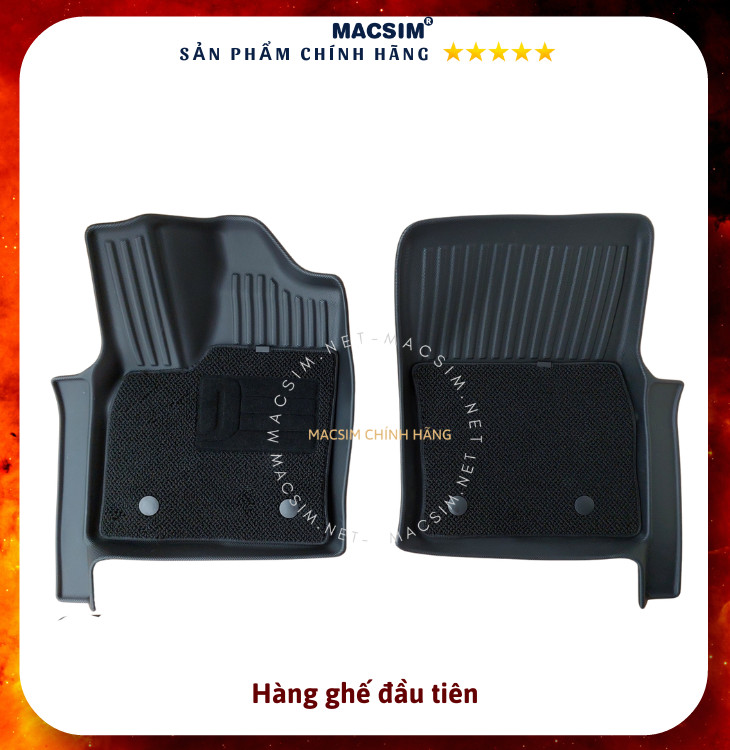 Thảm lót sàn ô tô 2 lớp dành cho xe TOYOTA LAND CRUISER LC300 2022-2023+ nhãn hiệu Macsim chất liệu TPV cao cấp màu đen-3 hàng ghế