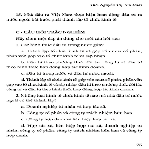 Một số nội dung cơ bản của môn Luật đầu tư