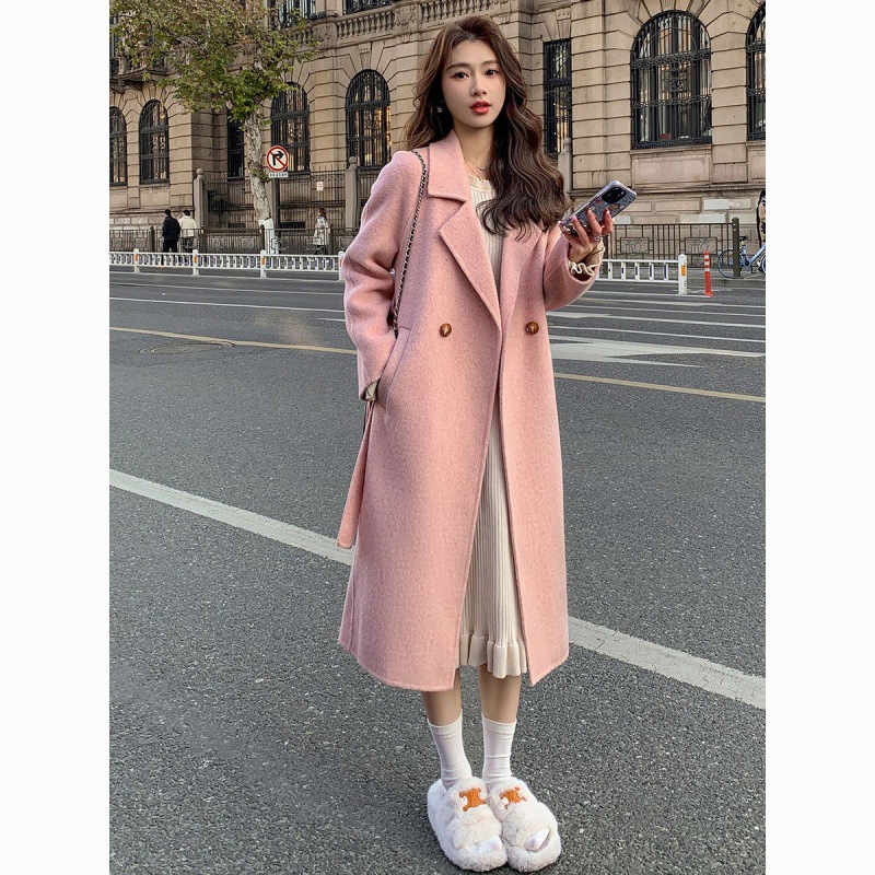 Áo Khoác Cashmere Hai Mặt Dáng Dài Thanh Lịch Cho Nữ AD07 - Hàng Quảng Châu Cao Cấp