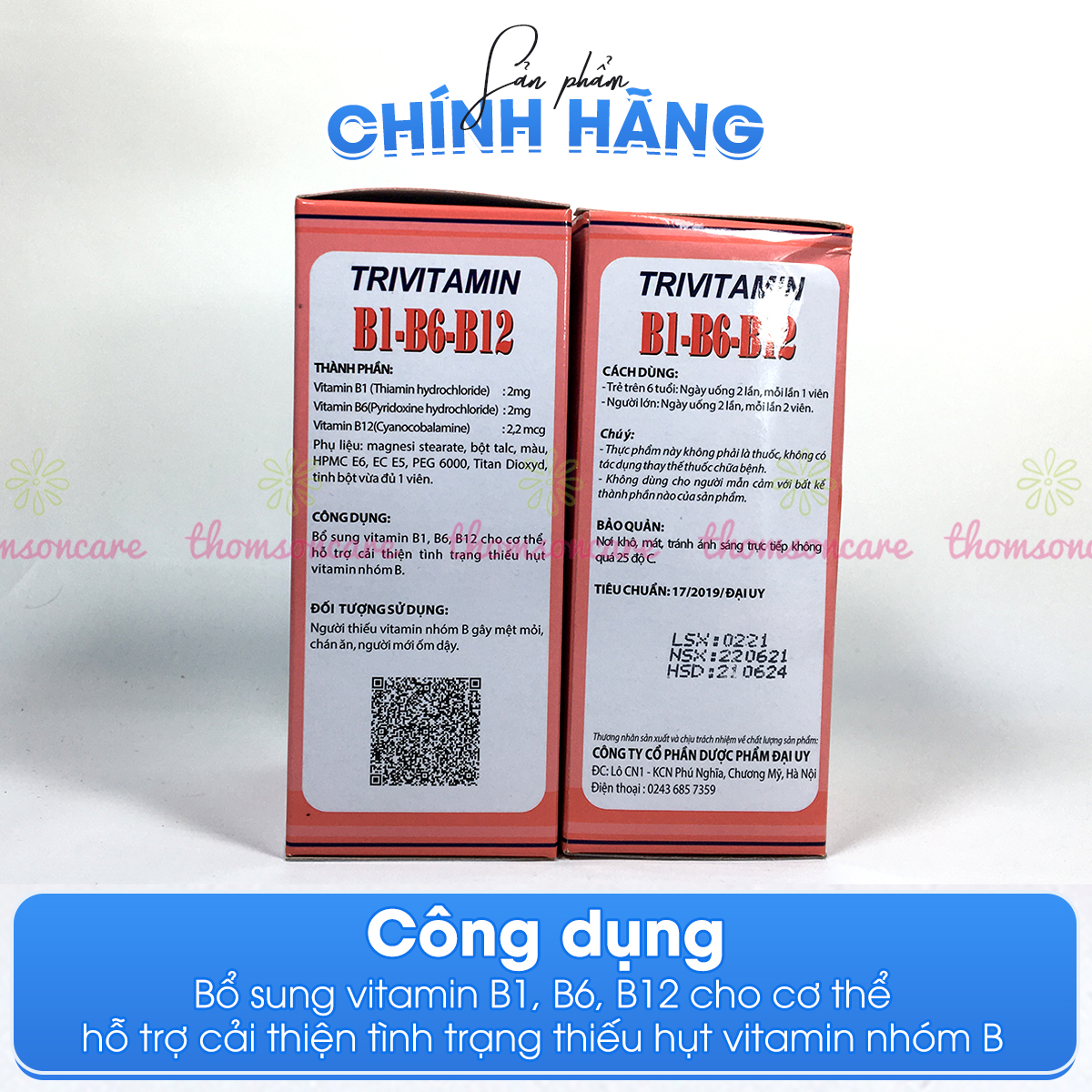 Vitamin 3B - Trivitamin B1-B6-B12 Hộp 100 Viên Nén Đ.Y - Bổ Sung Vitamin Nhóm B Giúp Tăng Cường Sức Đề Kháng