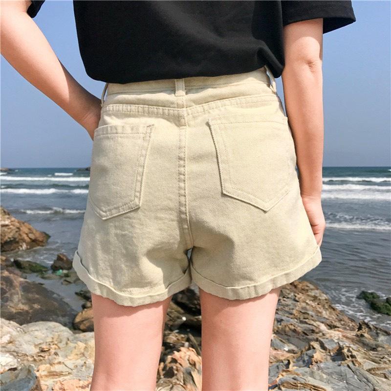 Quần đùi nữ chất kaki, Quần Sooc Đùi Nữ Cạp Cao Ulzzang Thời Trang
