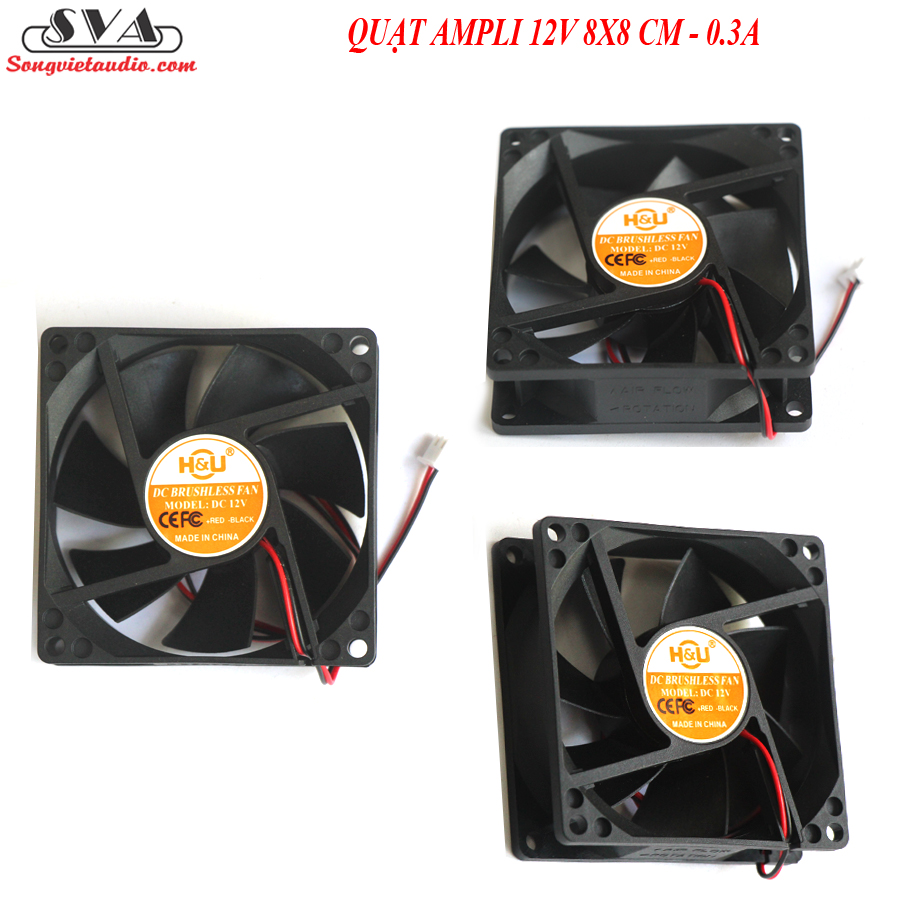 QUẠT TẢN NHIỆT AMPLI 12V 8*8CM (MỚI) - 1 CÁI