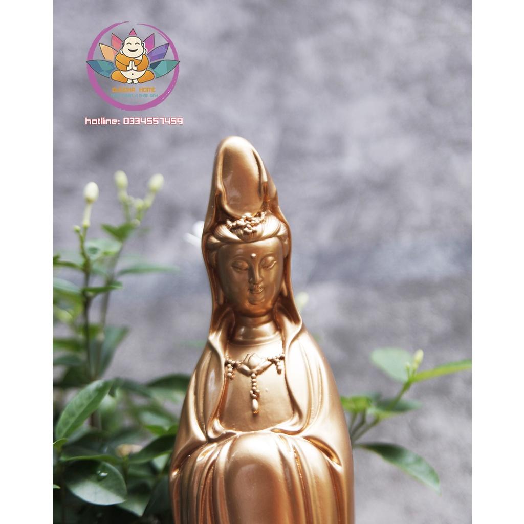 Tượng Mẹ Quan Âm cao 40cm màu vàng đồng gold trang trí nội thất nhà cửa- phong thủy- thờ cúng